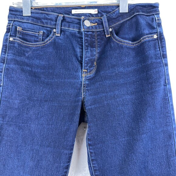 Levi's 314 Shaping Straight Jeans Denim Stretch Mid Rise Women Dark Blue Size 28 - Picture 3 of 12